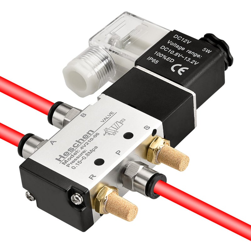 Heschen Electrical Pneumatic Solenoid Valve 4V210-06 DC12V PT1/8 5 Way 2 Position CE - Image 5